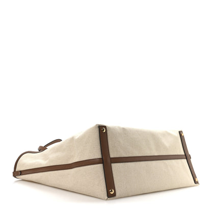 Burberry Cotton Canvas Calfskin Large Soft Belted Tote Bag Natural 5 of 11