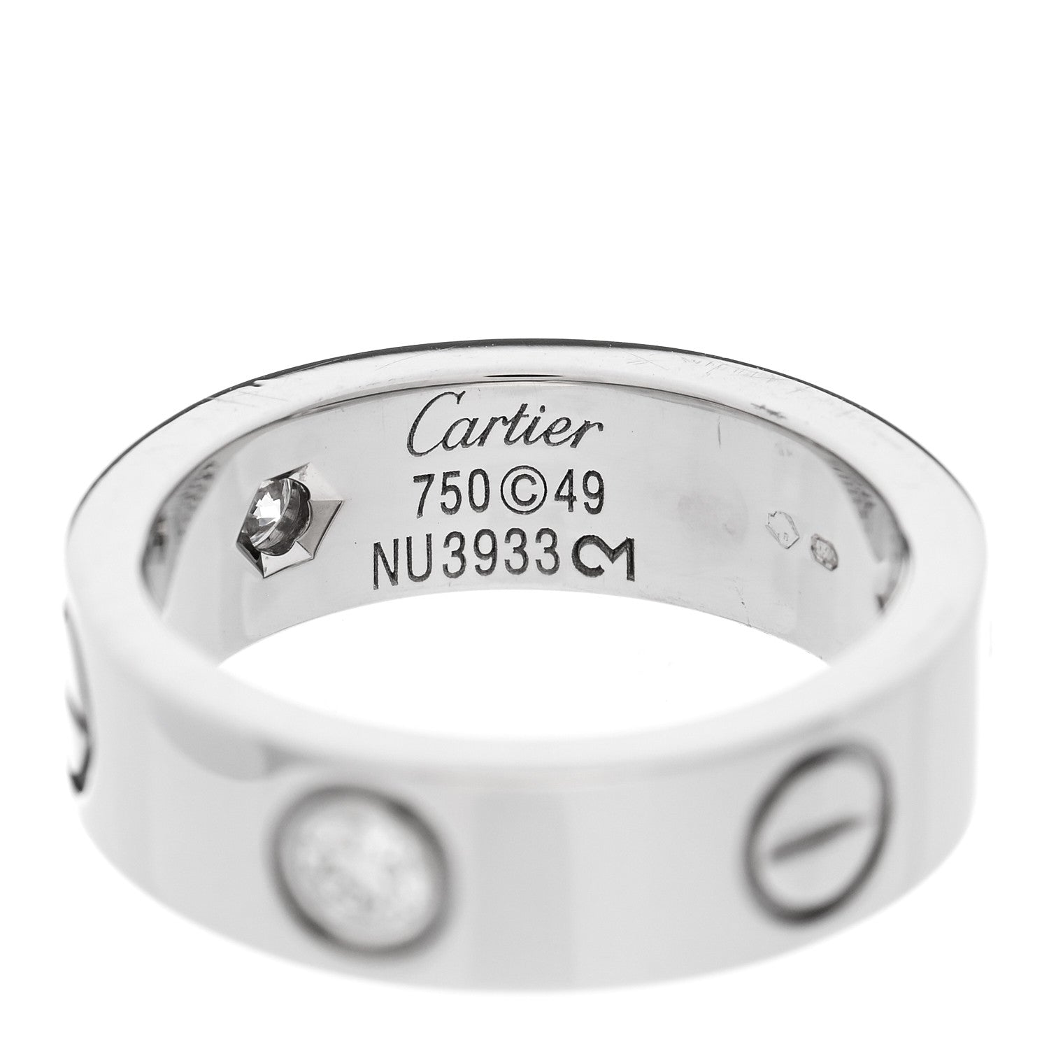 Cartier 18K White Gold 3 Diamond 5.5mm LOVE Ring 49 5 4 of 6