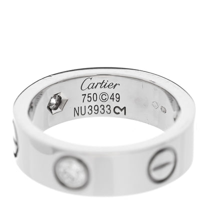 Cartier 18K White Gold 3 Diamond 5.5mm LOVE Ring 49 5 4 of 6