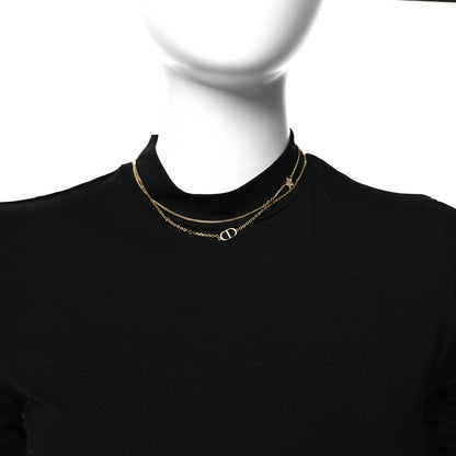 Christian Dior Metal Crystal Petit CD Double Necklace Gold 2 of 4