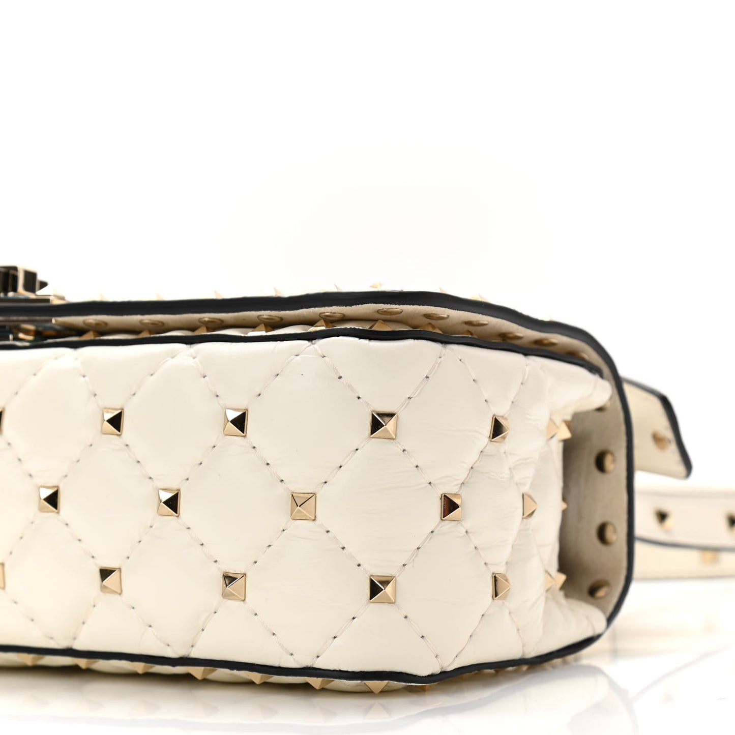 Calfskin Rockstud Spike Convertible Shoulder Bag Ivory