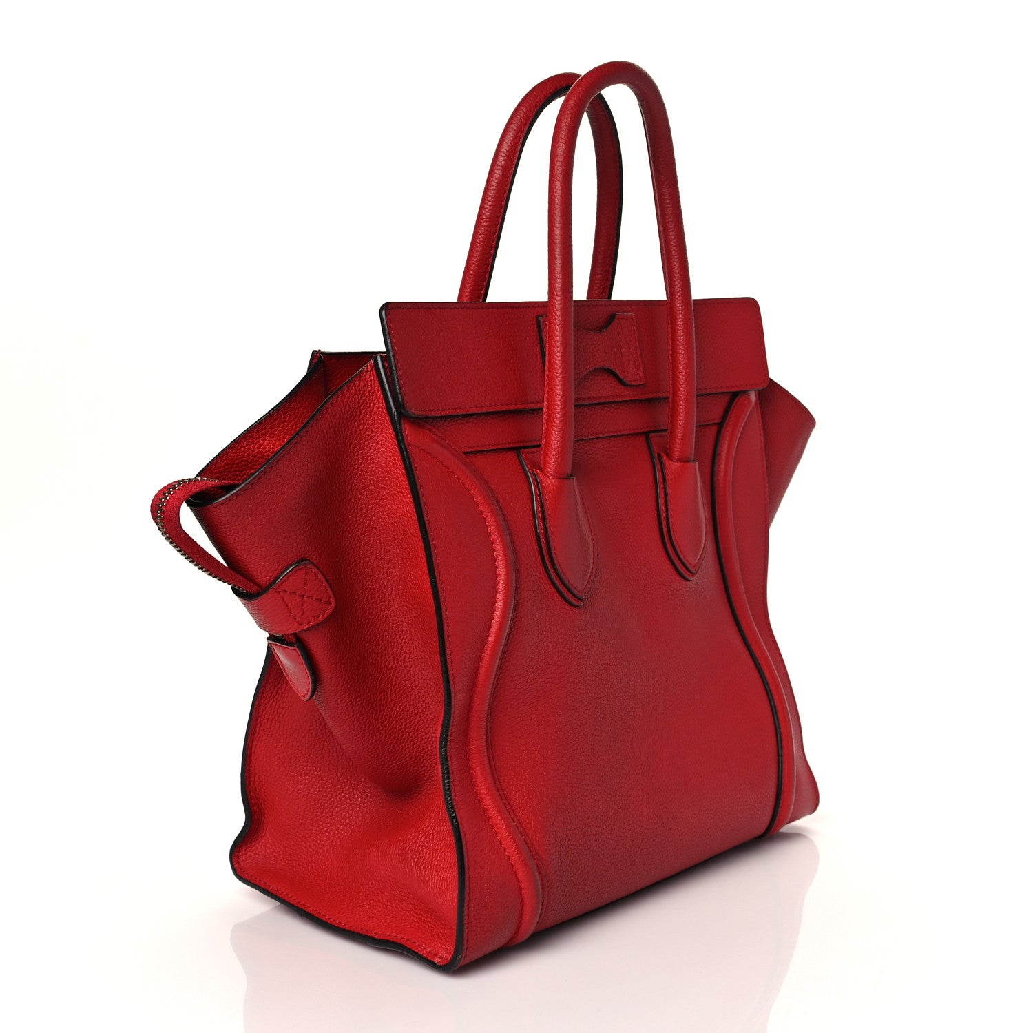 Celine Drummed Calfskin Mini Luggage Coquelicot 3 of 11