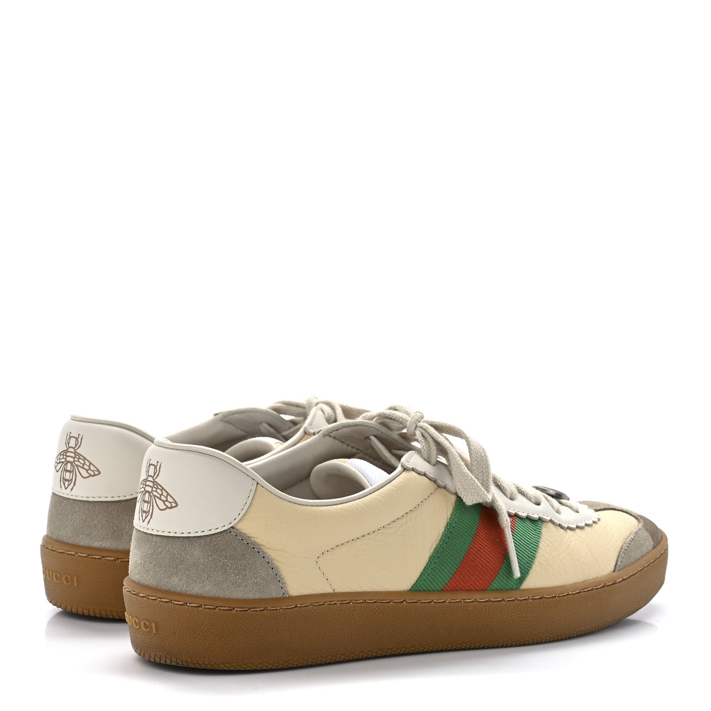Calfskin Suede Web G74 Sneakers 37 Oatmeal Burro New Mystic White