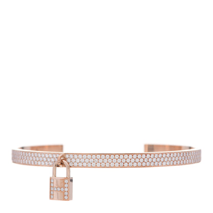 Hermes 18K Rose Gold Diamond Pave Kelly Clochette Cuff Bracelet ST 1 of 5