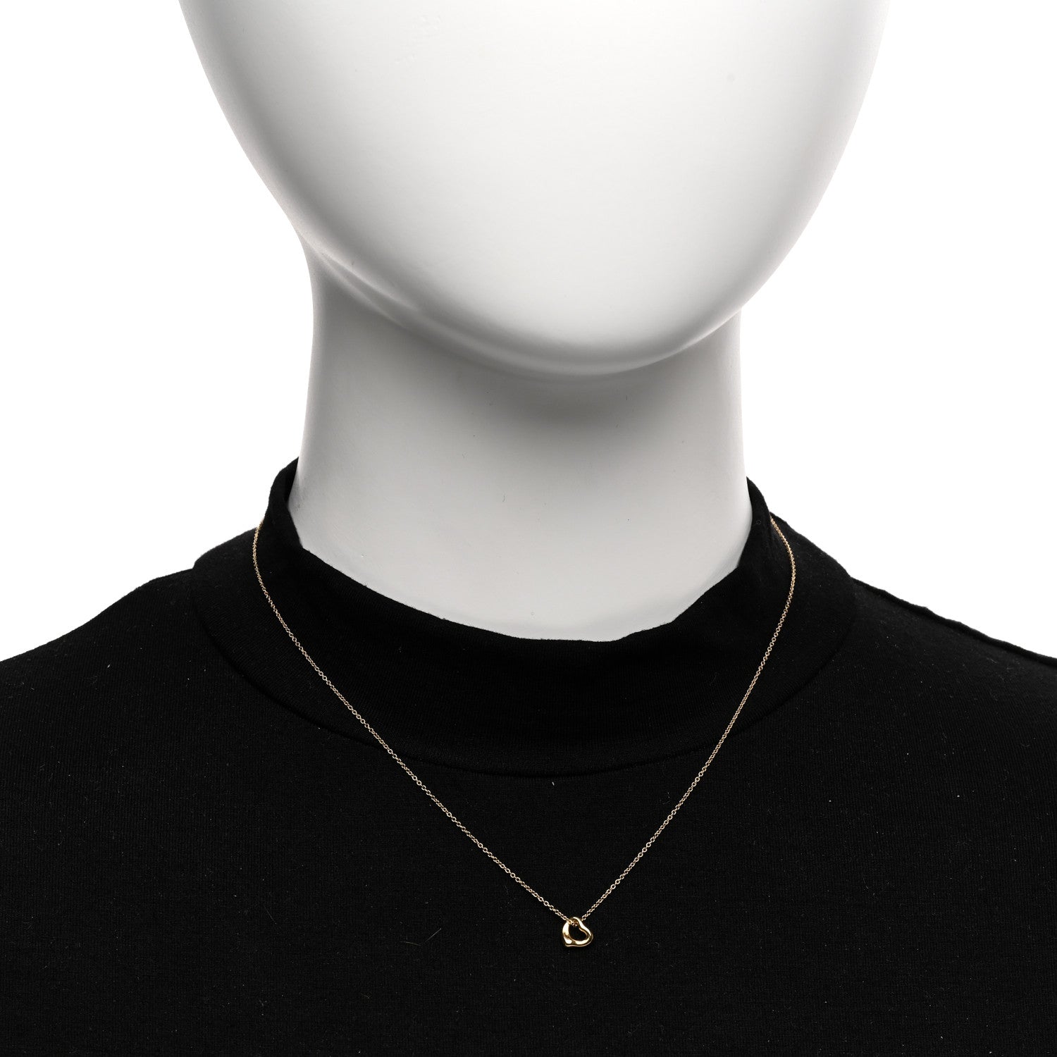Tiffany 18K Yellow Gold 7mm Elsa Peretti Open Heart Pendant Necklace 2 of 4