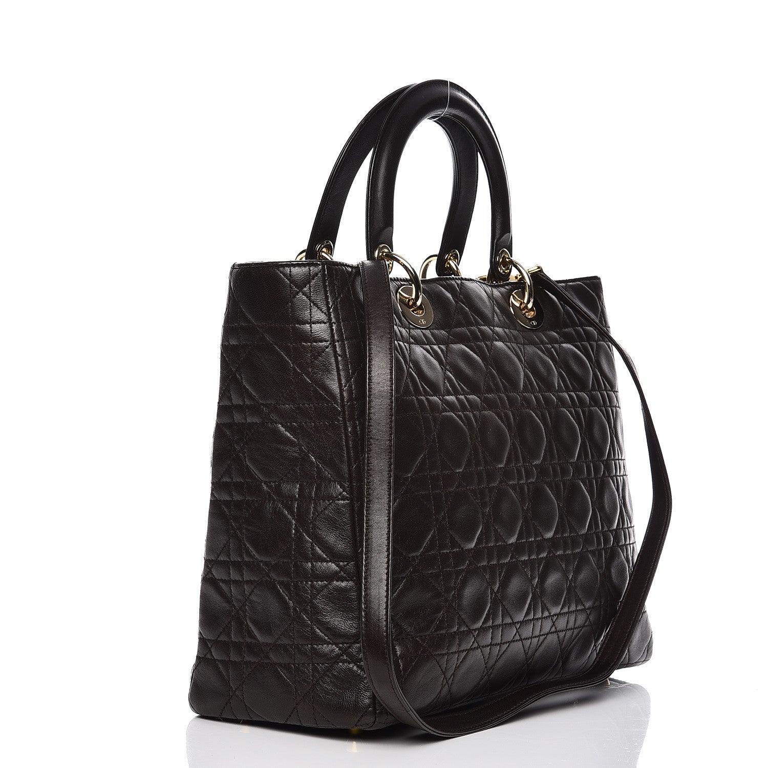 Christian Dior Vintage Lambskin Cannage Large Lady Dior Dark Brown 4 of 13