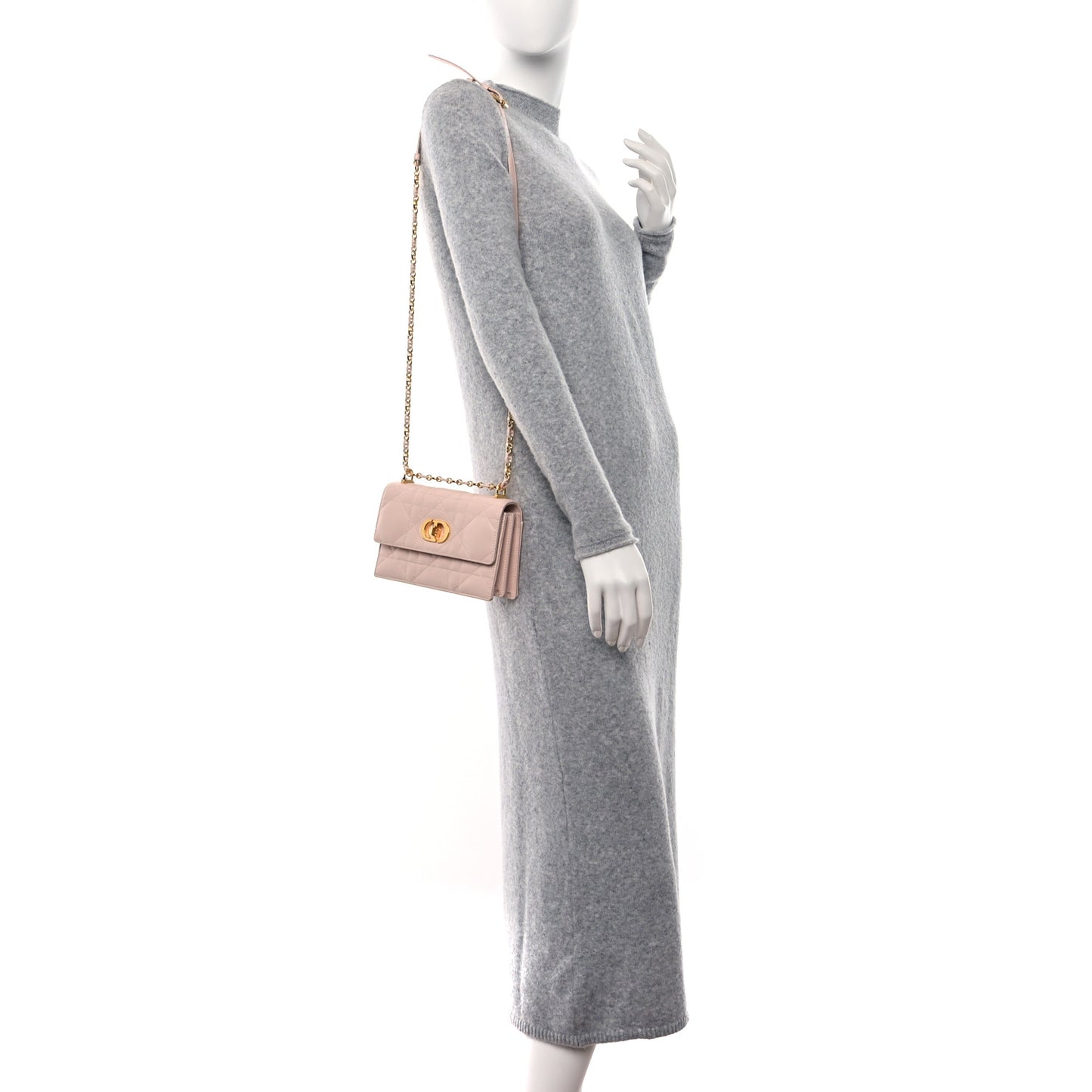 Lambskin Macrocannage Mini Miss Caro Bag Rose Quartz
