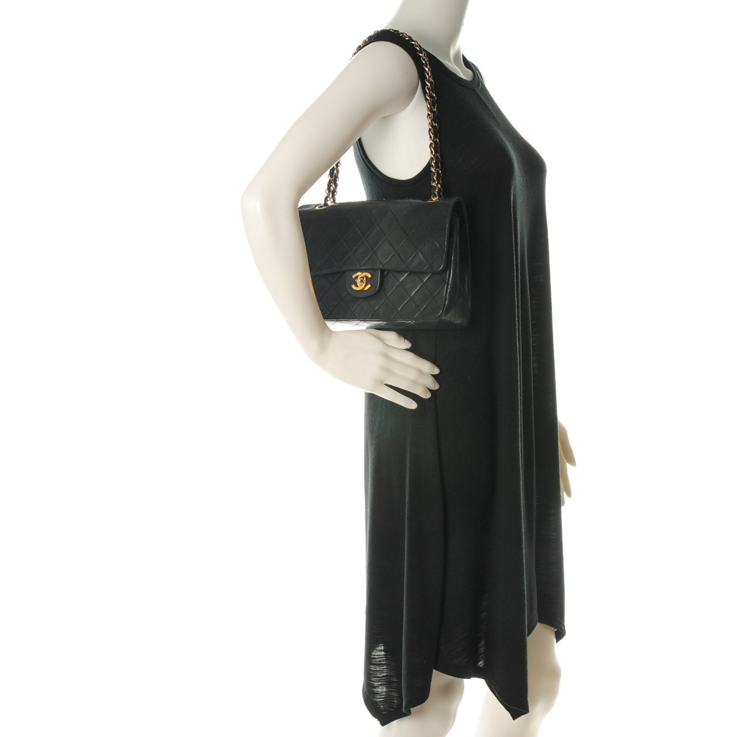 Lambskin Quilted Medium Double Flap Black