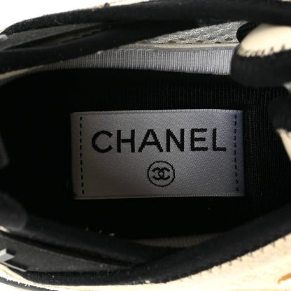 Chanel Suede Calfskin Nylon Grosgrain CC Sneakers 38.5 Beige 7 of 9