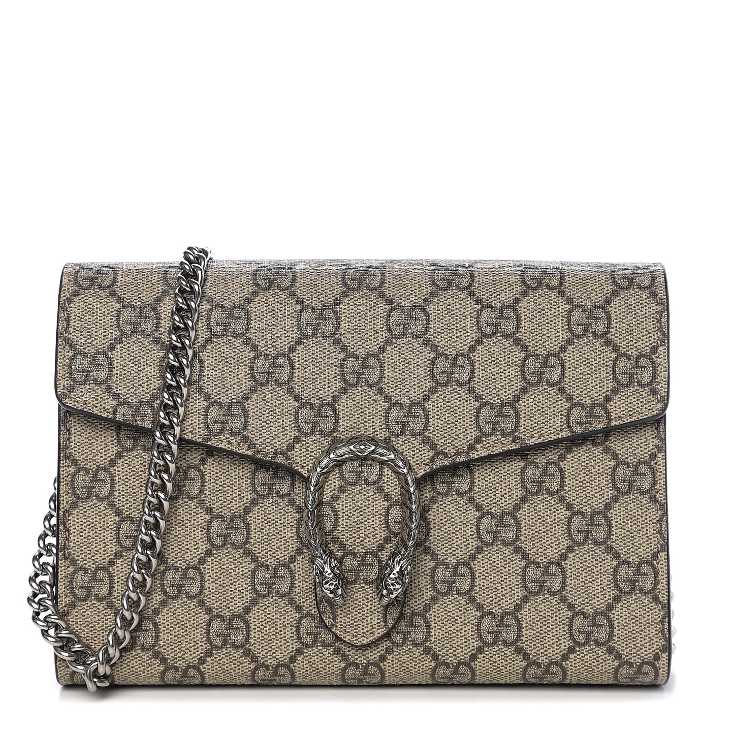 GG Supreme Monogram Mini Dionysus Chain Wallet Beige Taupe