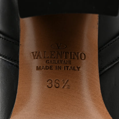 Valentino Garavani Pebbled Calfskin Rockstud Double Buckle 70mm Block Heel Ankle Boots 36.5 Black 9 of 9