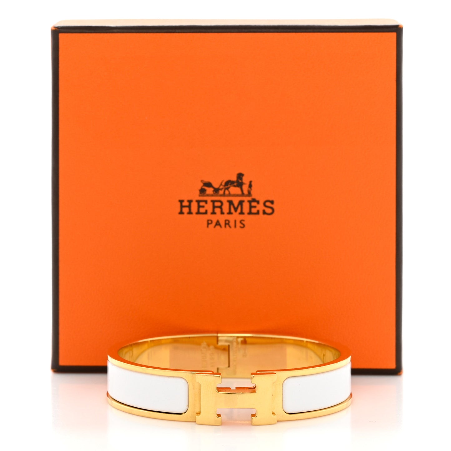 Enamel Narrow Clic Clac H Bracelet PM White
