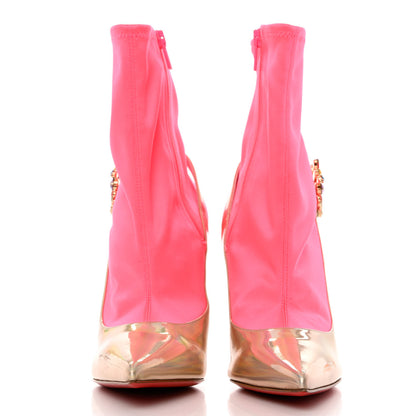 Christian Louboutin Iridescent Patent Crystal Jessie Joli Ankle Boot 40 Rose Fluorescent 2 of 13