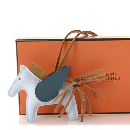 Hermes Milo Lambskin Grigri Rodeo Pegase Horse Bag Charm PM Bleu Brume Sesame Vert Bosphore 8 of 8