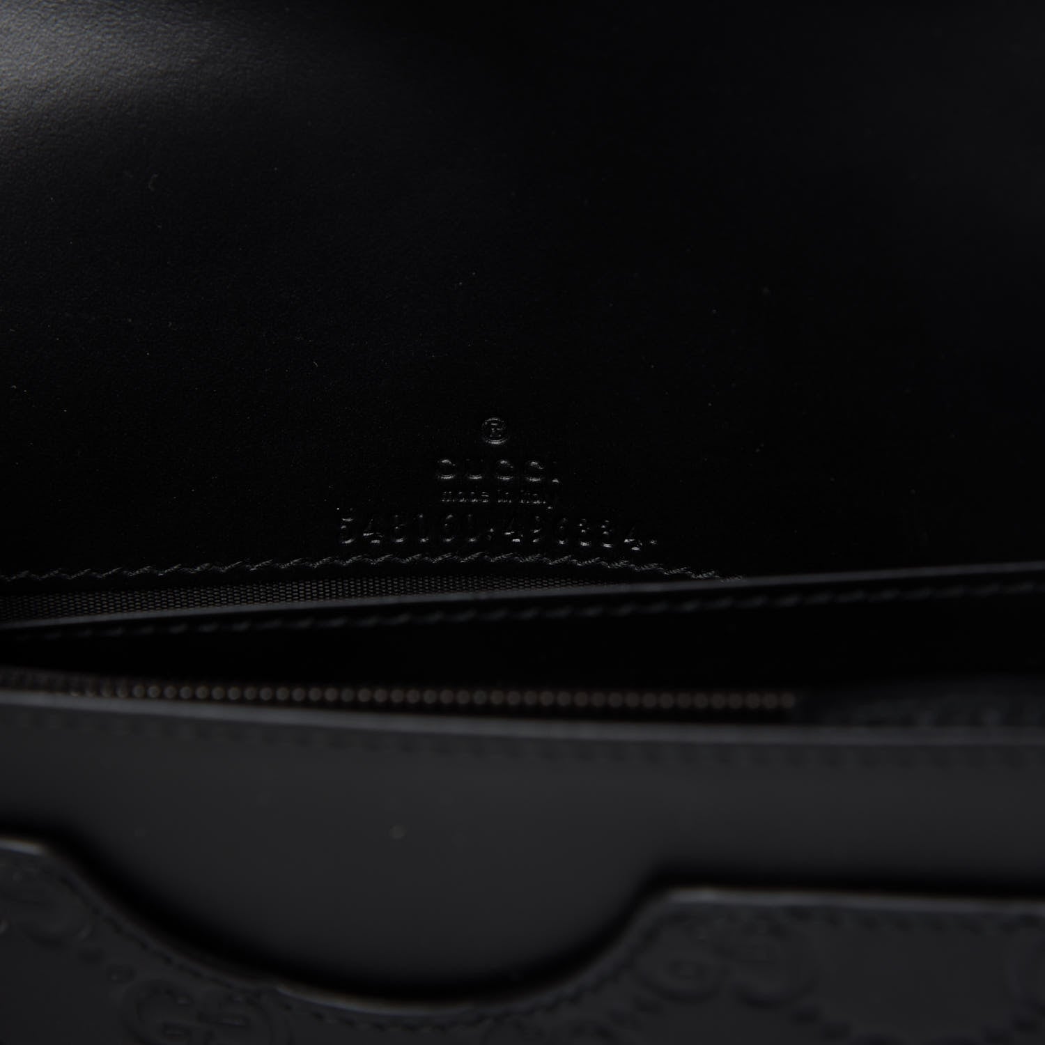Gucci Guccissima Signature Crystal Cat Chain Wallet Black 9 of 11