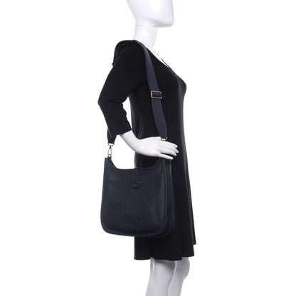 Hermes Taurillon Clemence Evelyne III PM Bleu Nuit 2 of 11