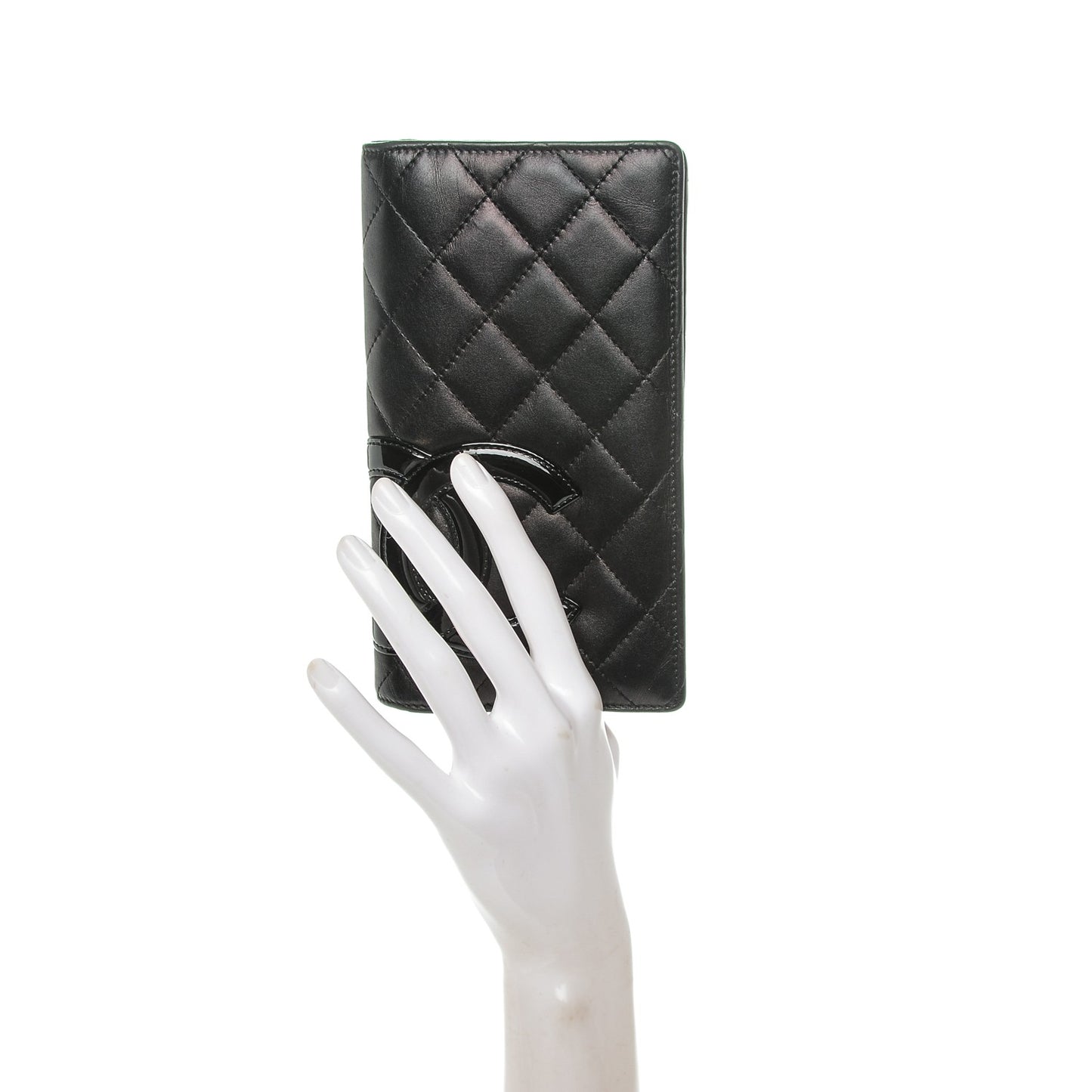 Calfskin Quilted Cambon Yen Wallet Black