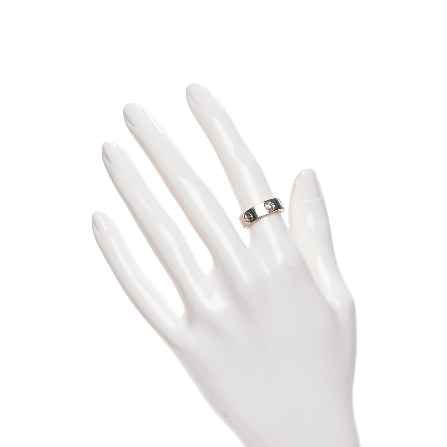 18K White Gold 3 Diamond 5.5mm LOVE Ring 49 4.75