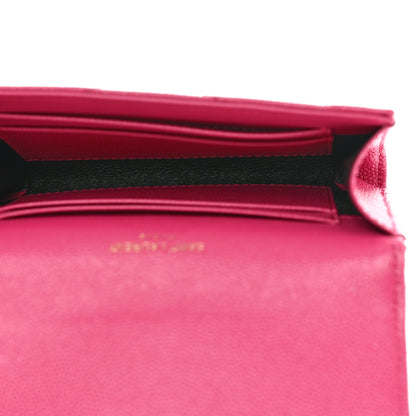 Saint Laurent Grain De Poudre Matelasse Chevron Small Monogram Envelope Wallet Fuxia Couture 5 of 8