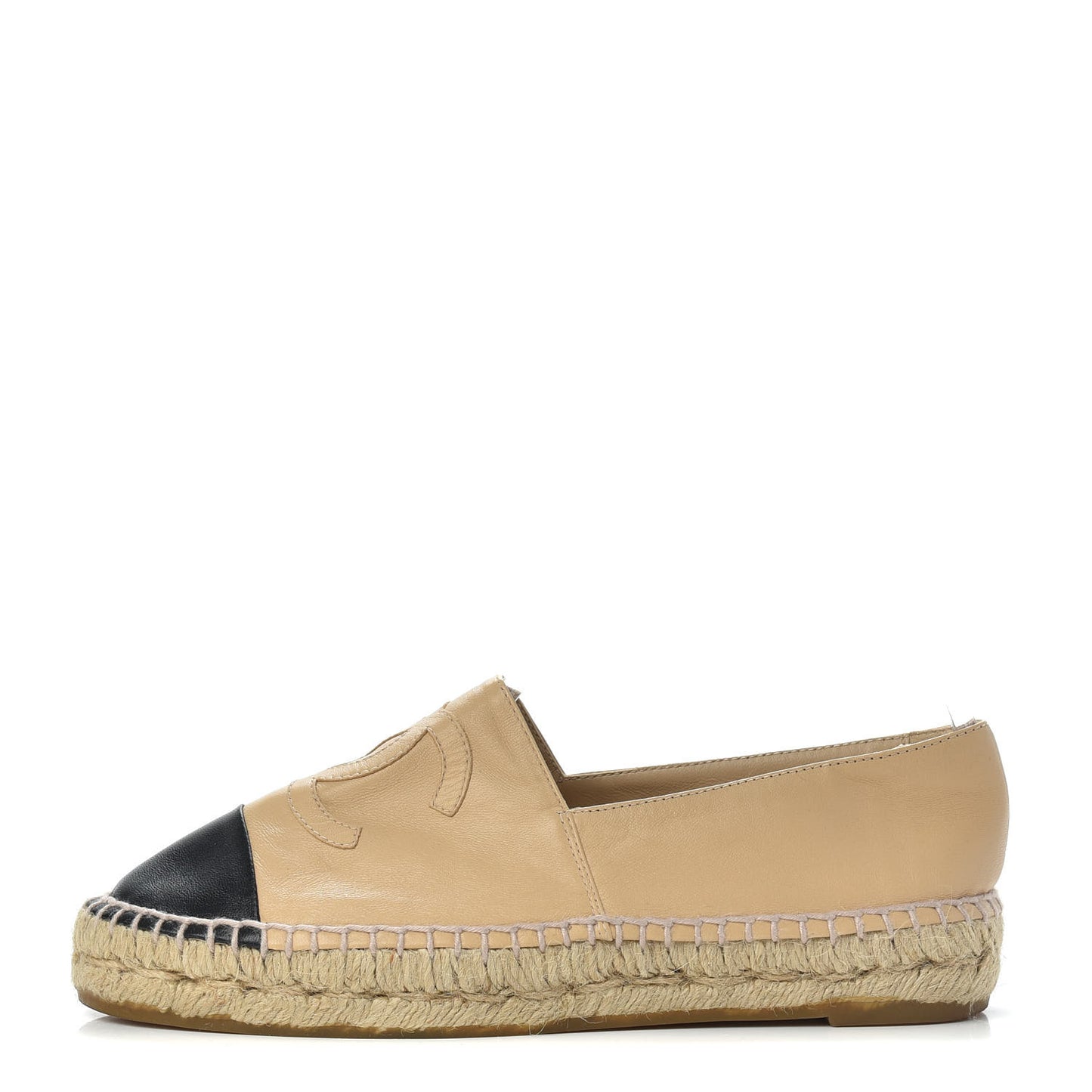 Lambskin CC Espadrilles 36 Beige Black