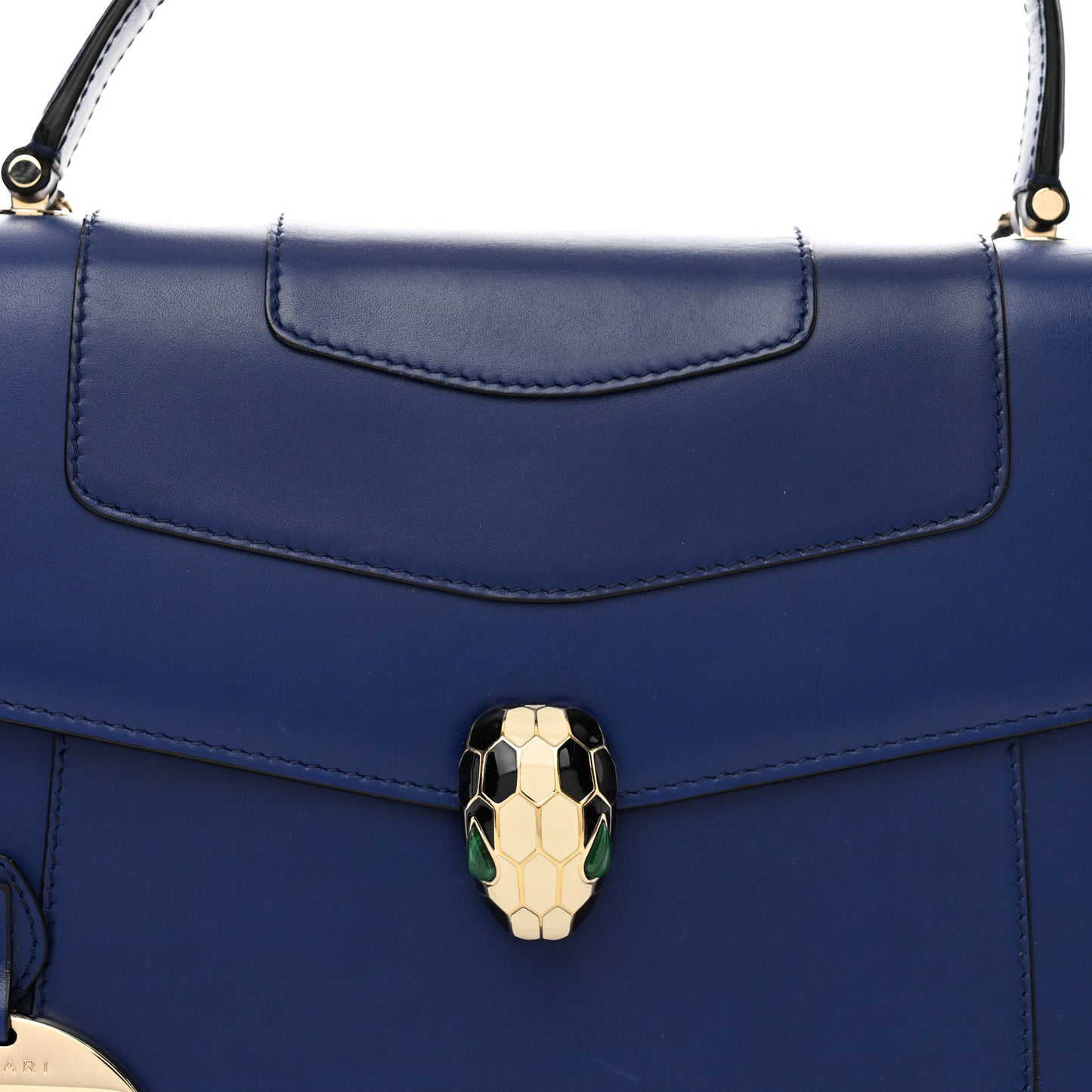 Calfskin Large Serpenti Forever Top Handle Blue