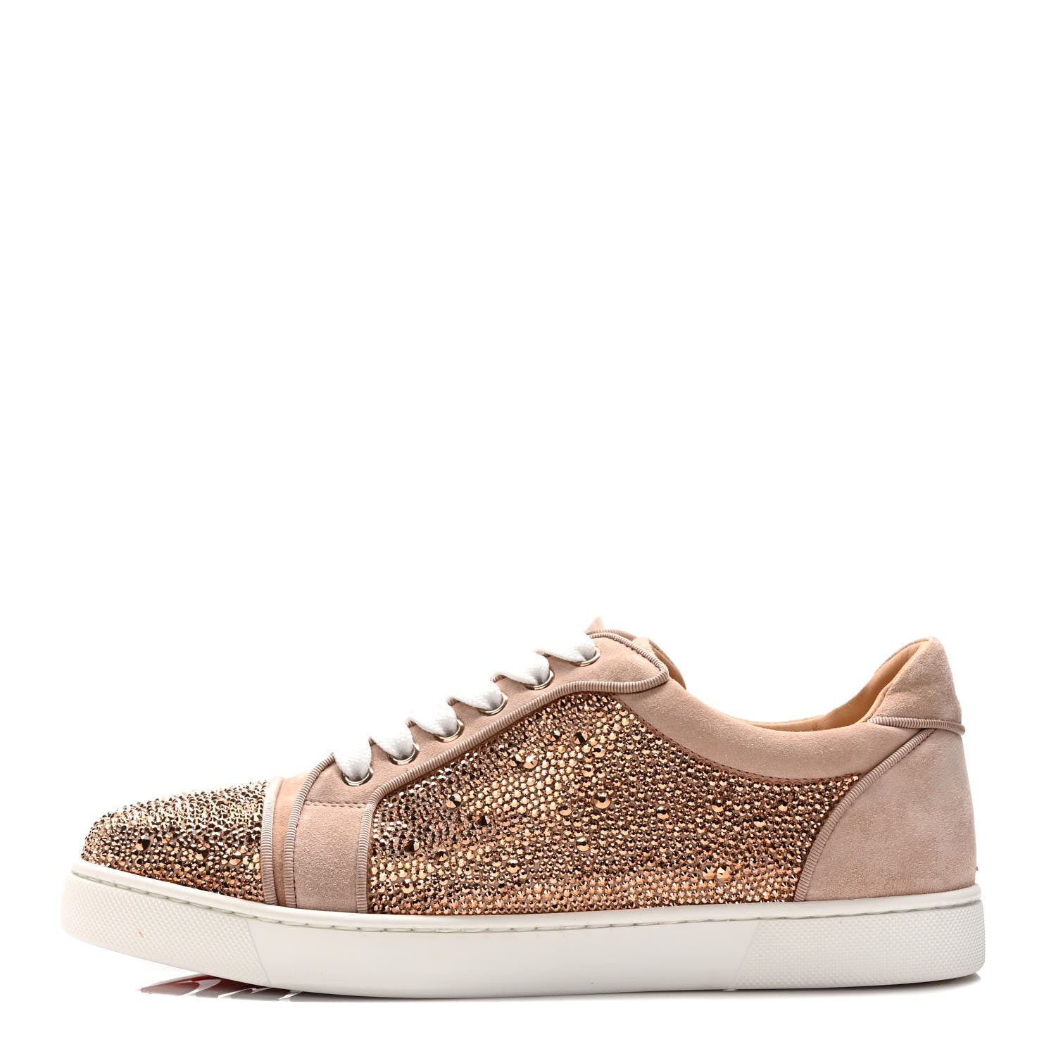Christian Louboutin Veau Velours Calfskin Crystal Womens Viera Flat Sneakers 39 Antoinette 1 of 7