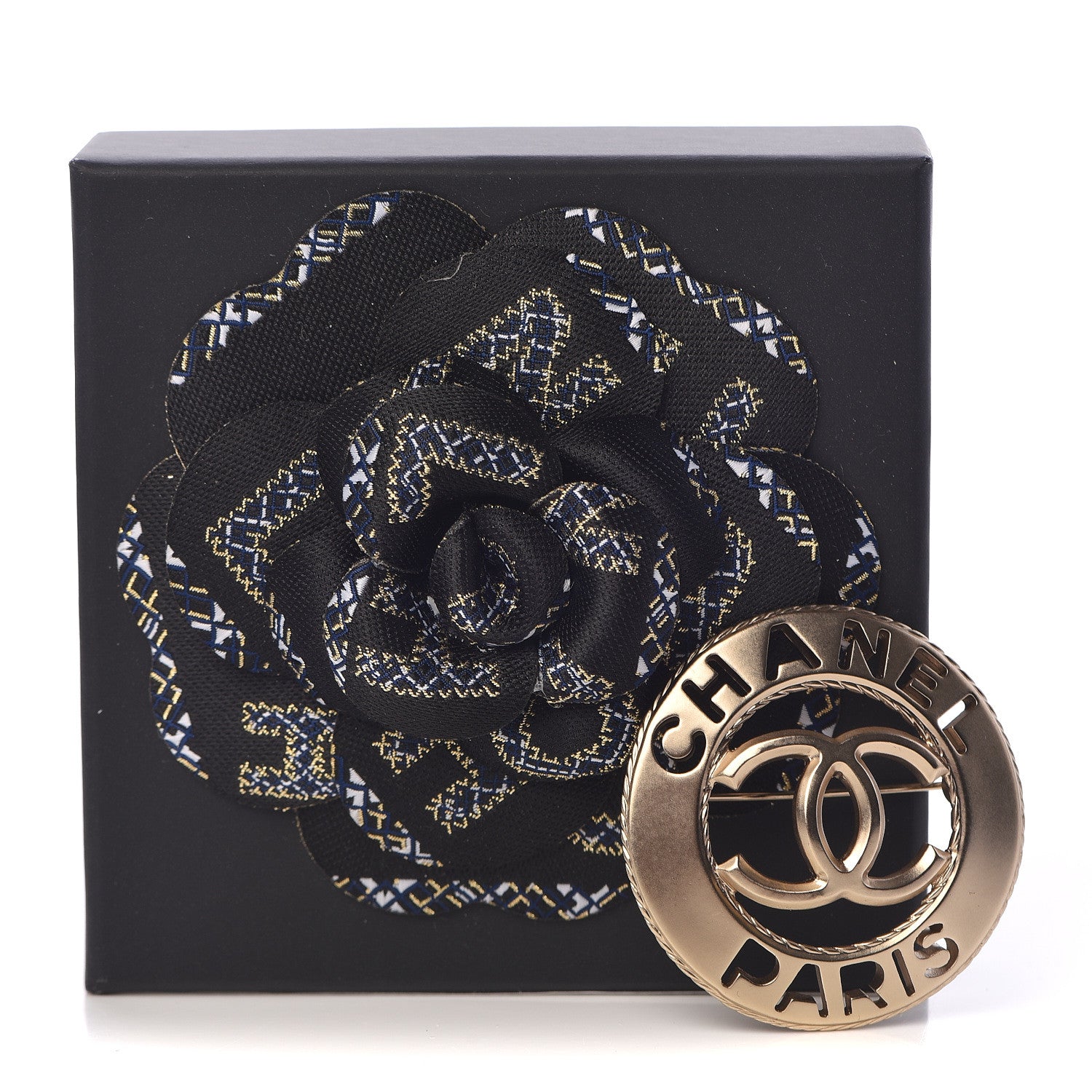 Chanel Metal CC Paris Brooch Light Gold 5 of 5