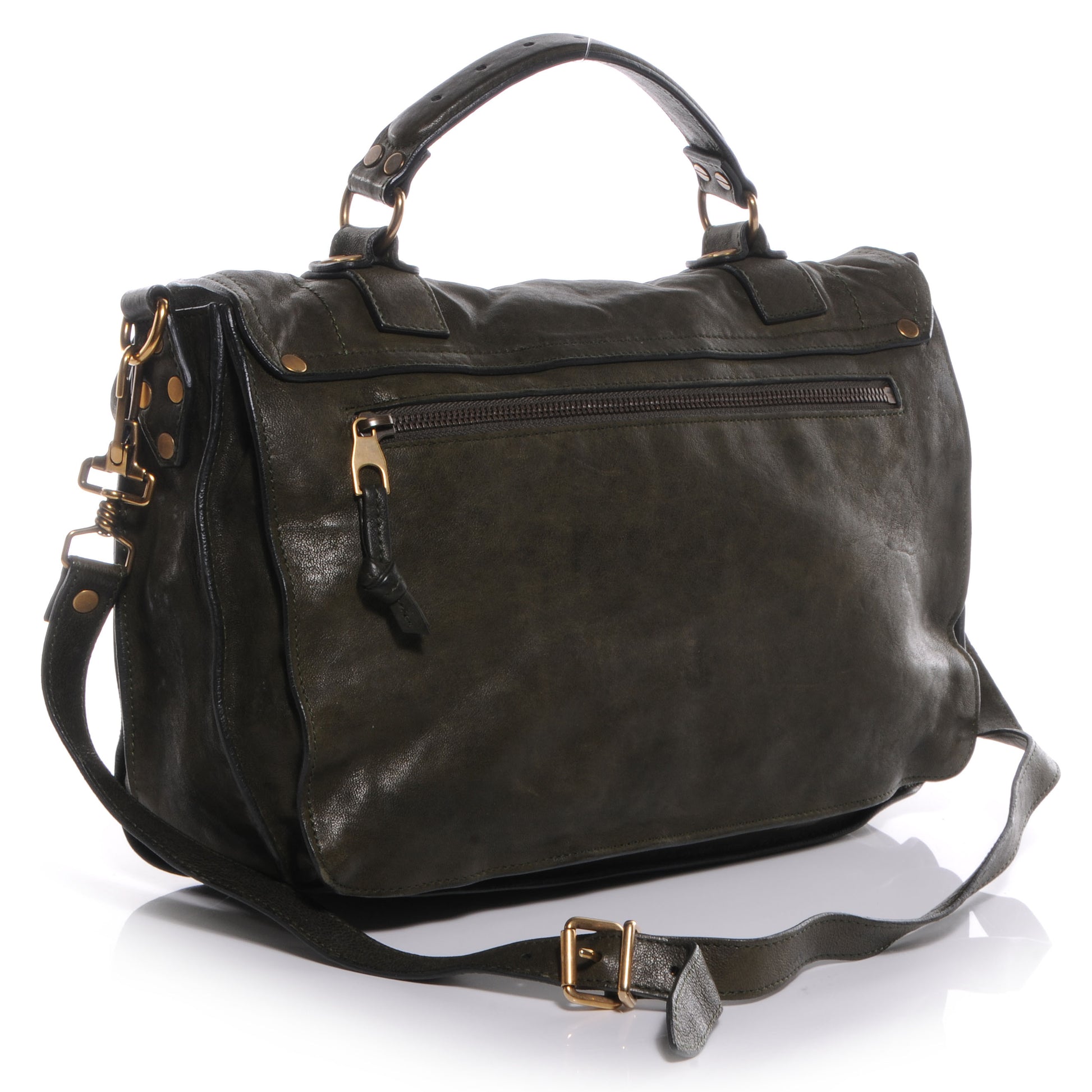 Proenza Schouler Lambskin PS1 Medium Satchel Military 3 of 12