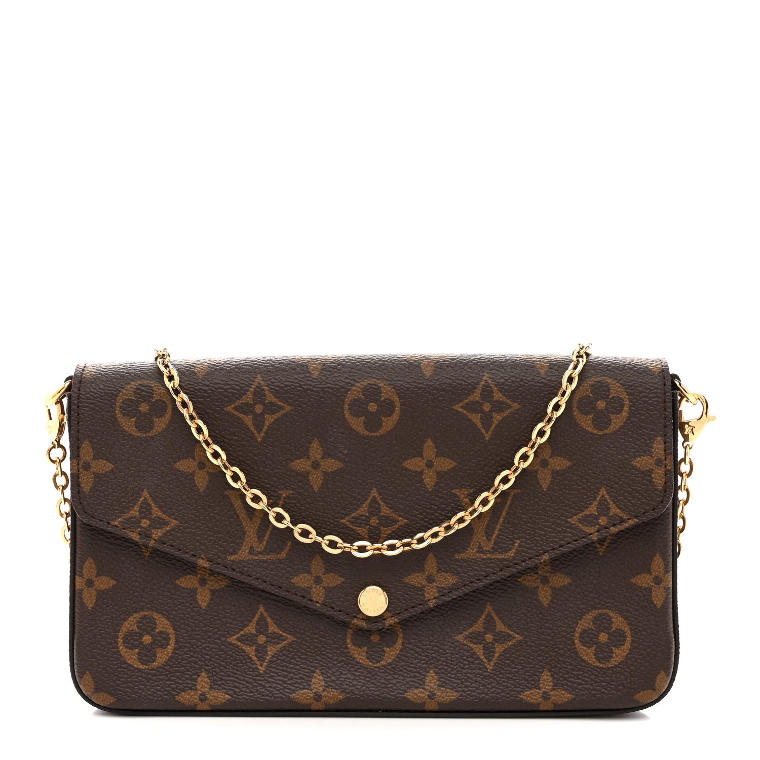 Louis Vuitton Monogram Pochette Felicie Chain Wallet Fuchsia 1 of 14