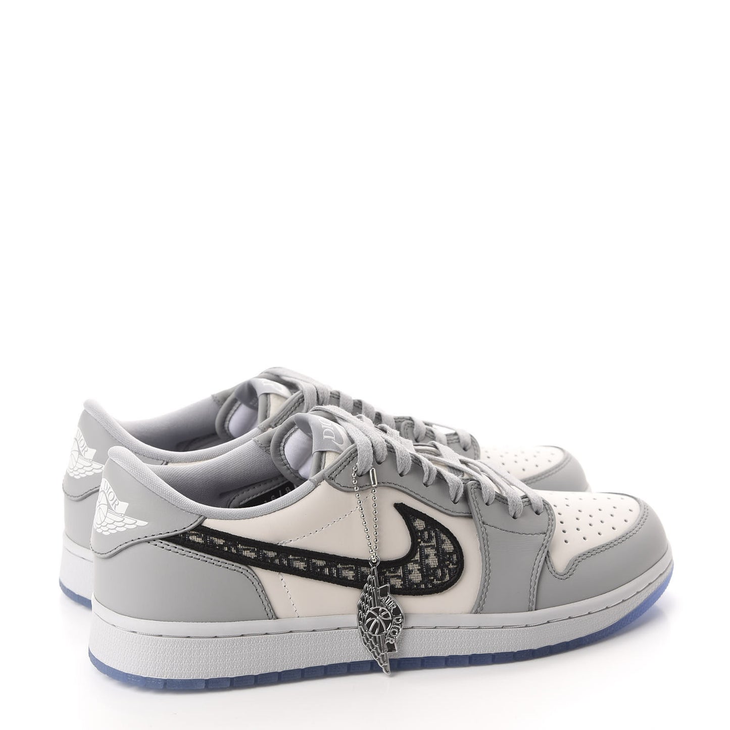 X NIKE AIR JORDAN Calfskin Mens Oblique Low Sneakers 44.5 Beige White