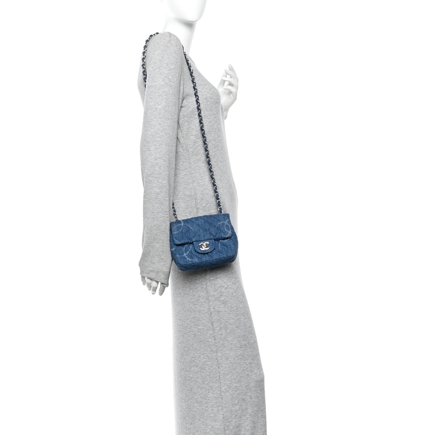 Chanel Denim CC Quilted Mini Square Flap Blue 2 of 11