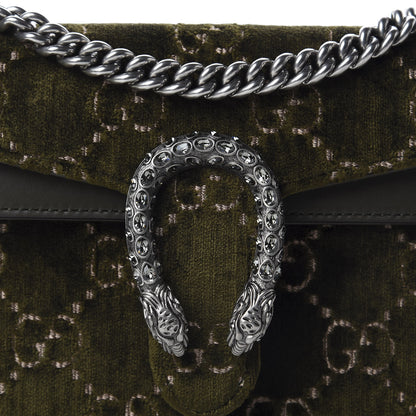 Gucci Velvet Moon Calfskin Crystal GG Monogram Small Dionysus Shoulder Bag Dark Olive Rose Gold 9 of 9