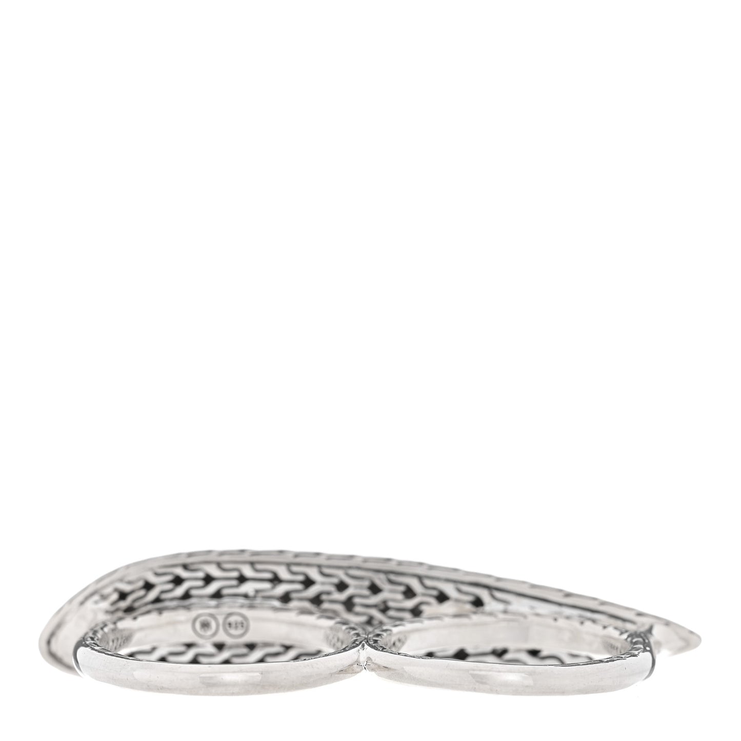 Sterling Silver Diamond Classic Chain Two Finger Ring 54 7