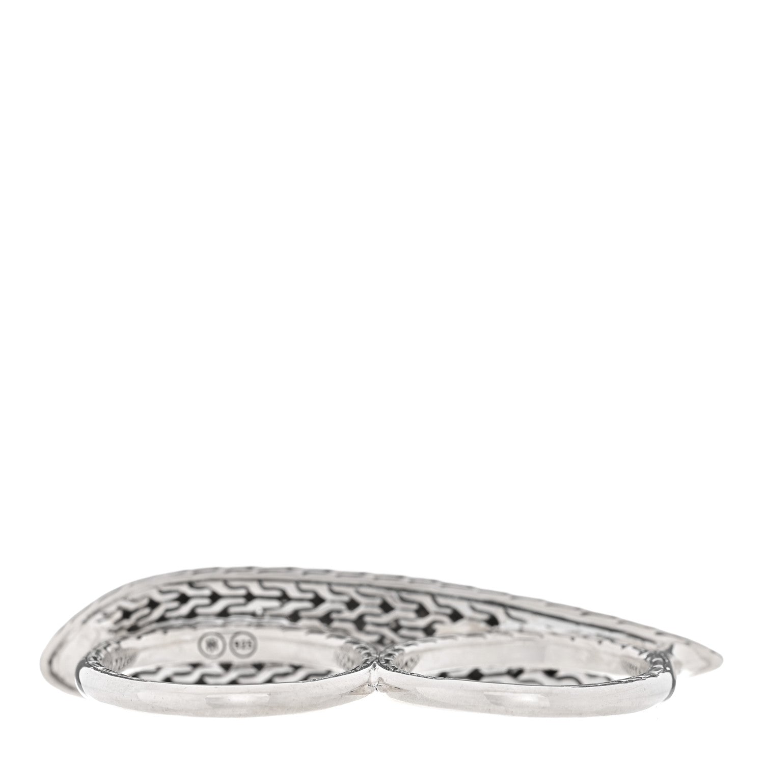 John Hardy Sterling Silver Diamond Classic Chain Two Finger Ring 54 7 3 of 5