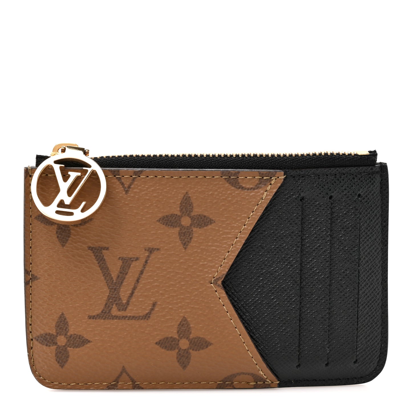 Reverse Monogram Zipped Romy Card Holder