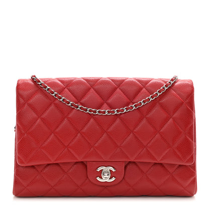 Chanel Caviar Quilted Clutch With Chain Flap Red 1 of 8