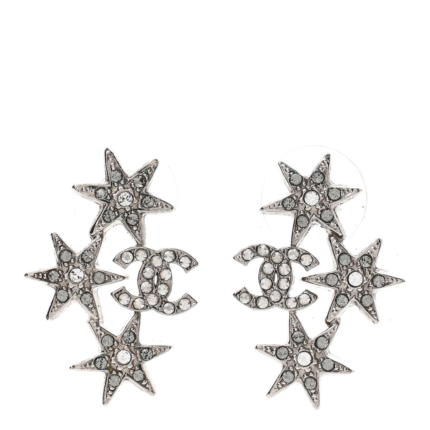 Crystal CC Star Earrings Silver