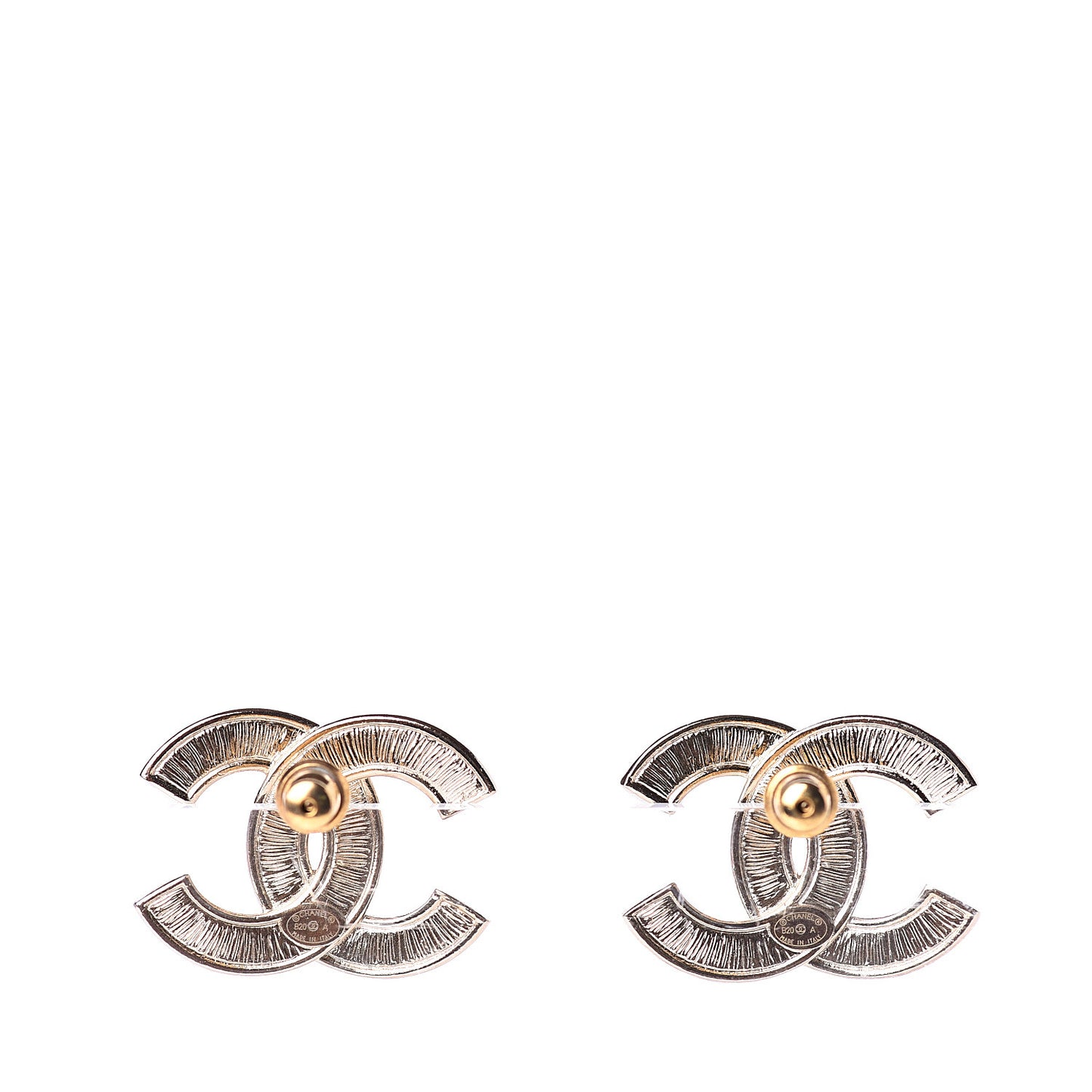 Crystal Pearl CC Earrings Light Gold