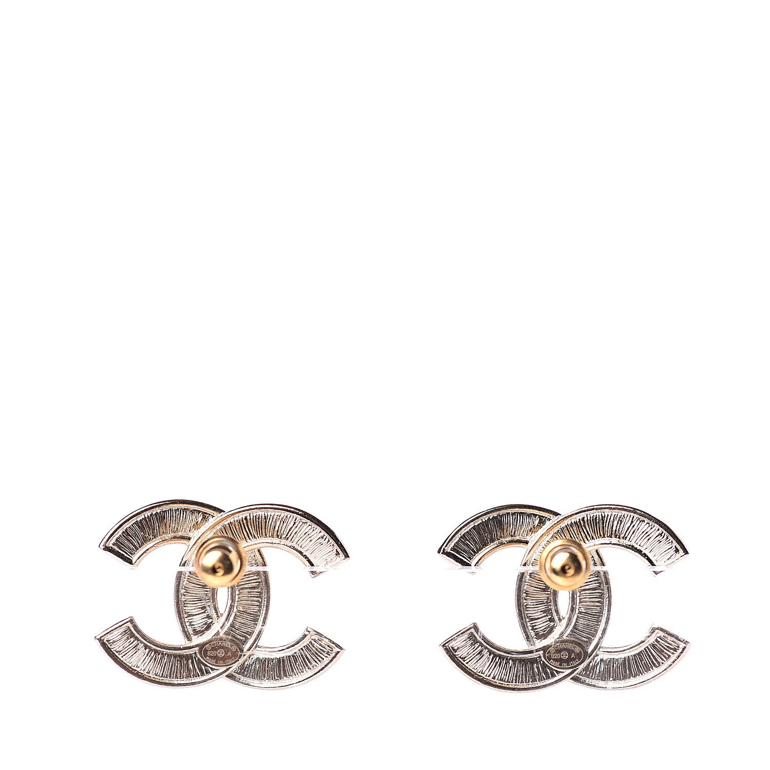Chanel Crystal Pearl CC Earrings Light Gold 4 of 5