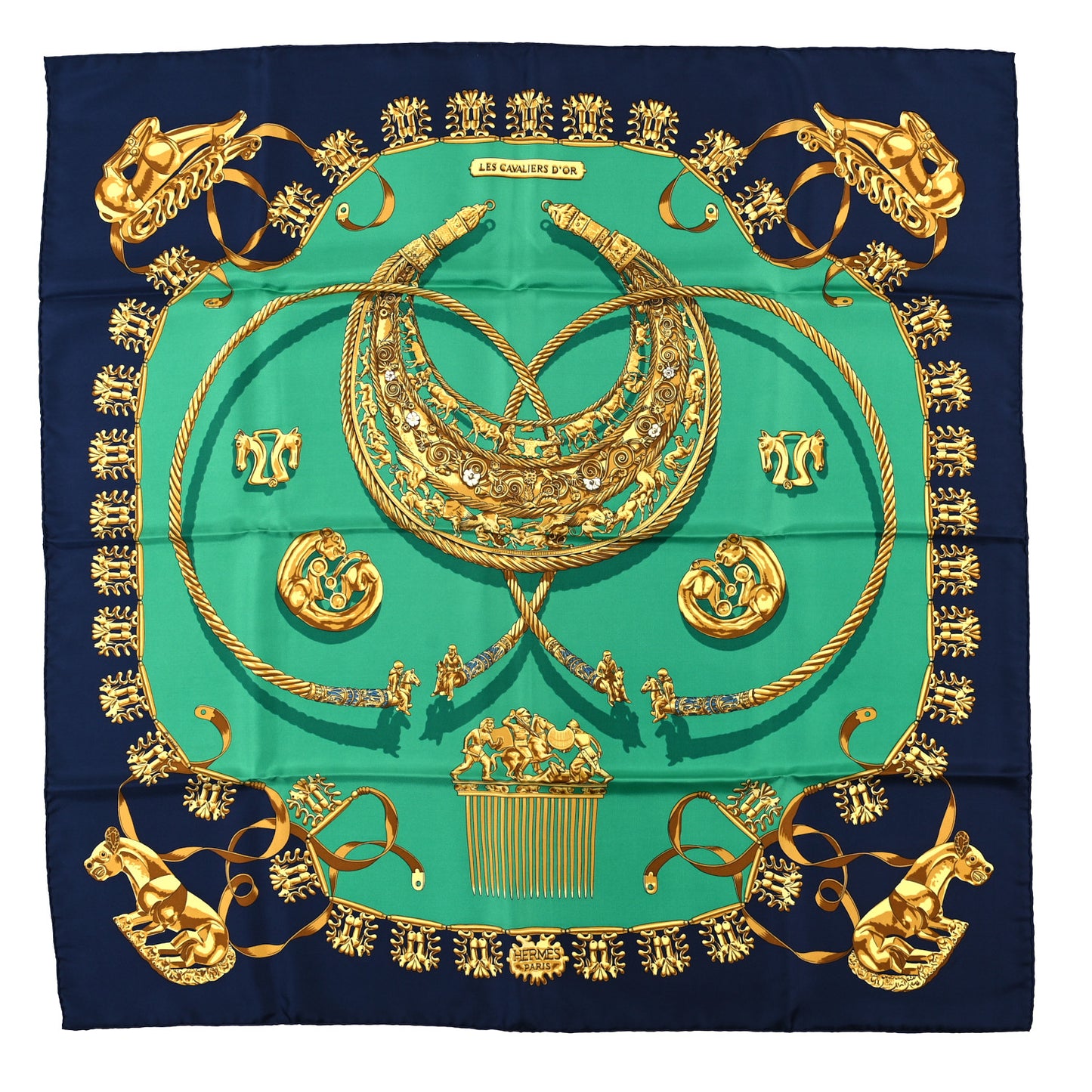 Silk Mousseline Les Cavaliers D'Or Scarf 90