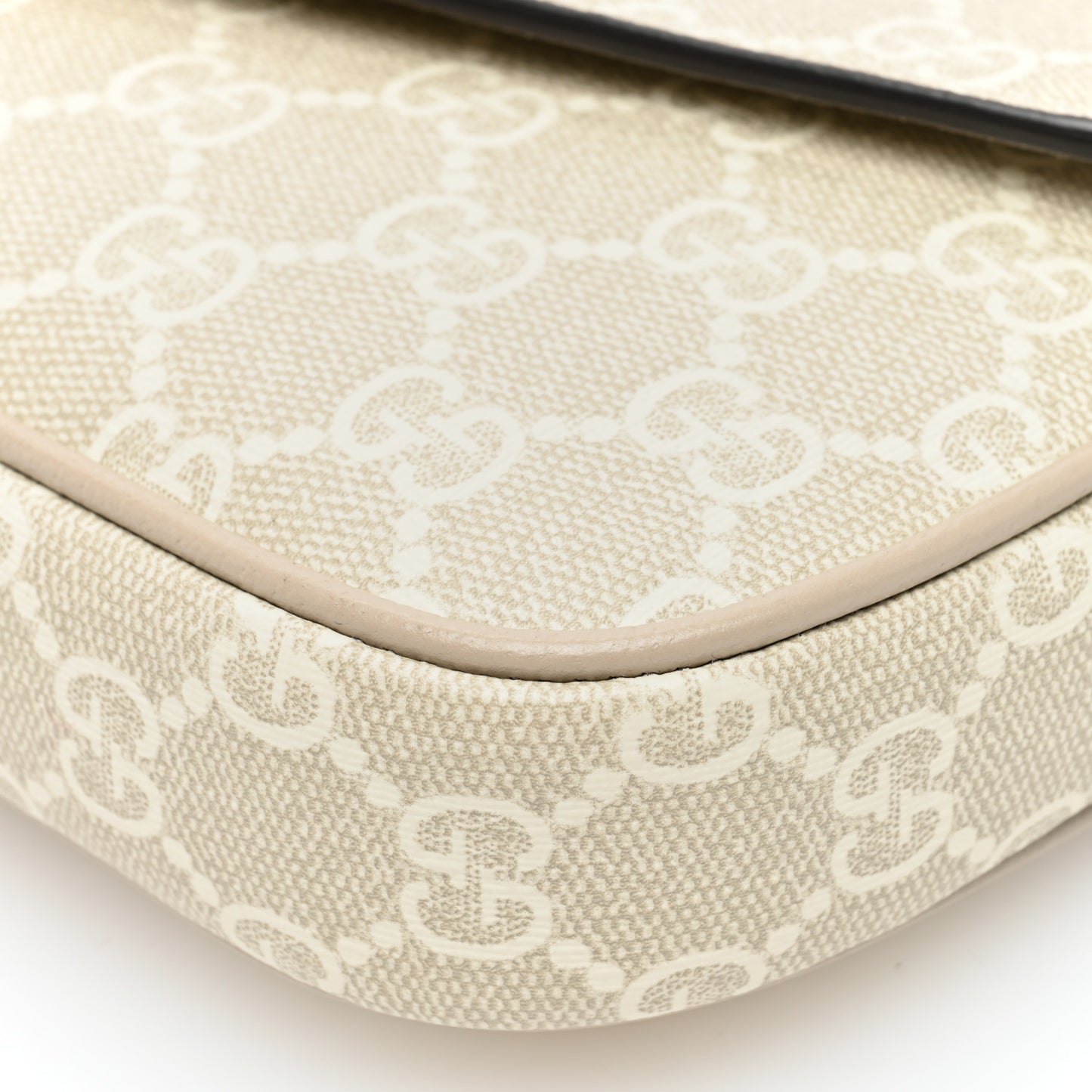 GG Supreme Monogram Textured Dollar Calfskin Web Mini Ophidia Envelope Shoulder Bag Beige Mystic White Oatmeal
