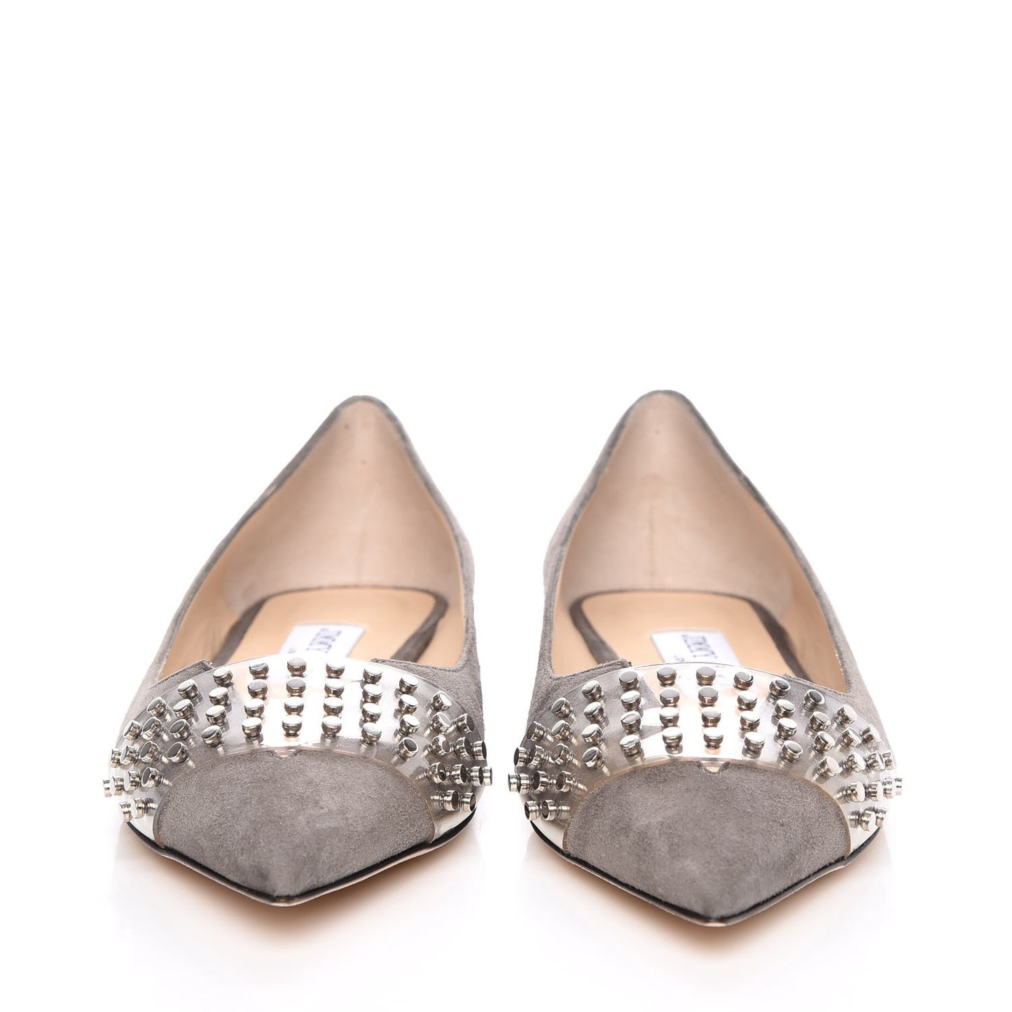 Suede Studded Hazel Pointy Toe Flats 36 Grey