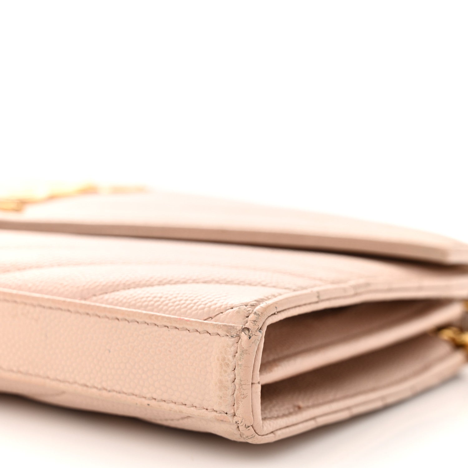 Saint Laurent Grain De Poudre Matelasse Chevron Monogram Chain Wallet 11 of 15