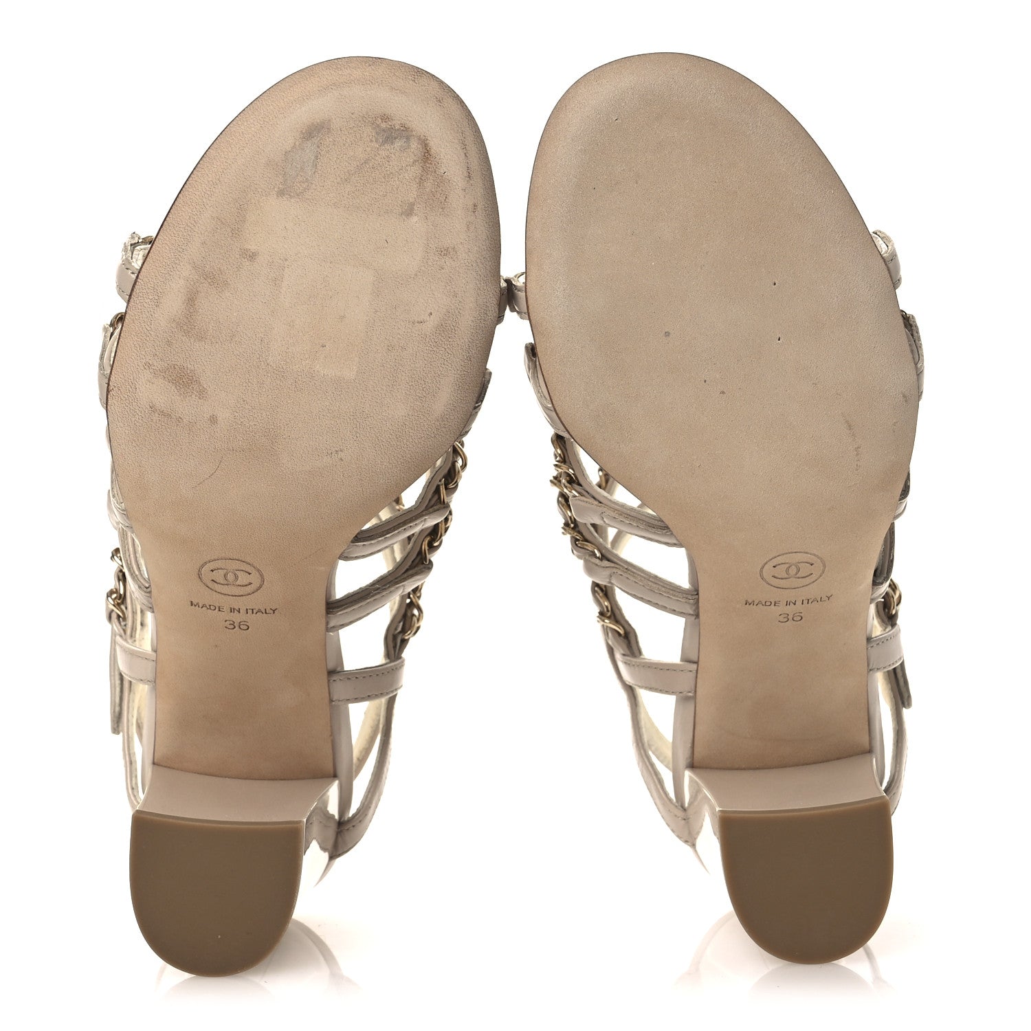Chanel Calfskin Chain Sandals 36 Dark Beige 7 of 11