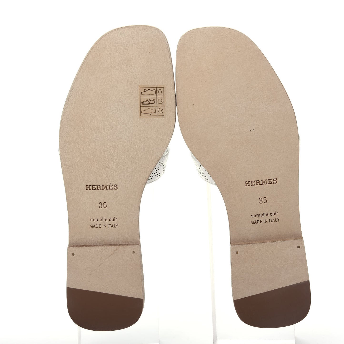 Calfskin Perforated Oran Sandals 36 White