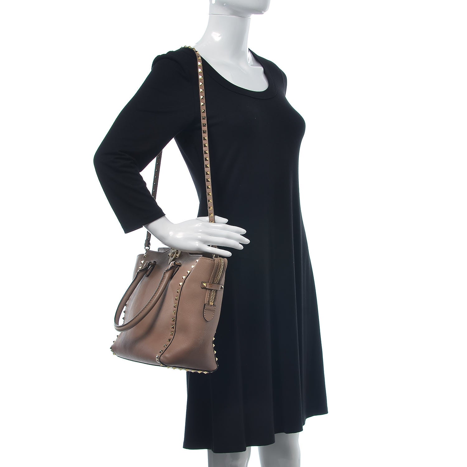 Valentino Garavani Vitello Rockstud Double Handle Tote Alpaca 2 of 18