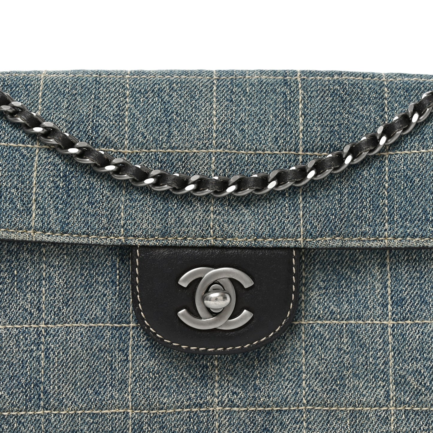 Denim Chocolate Bar Quilted East West Flap