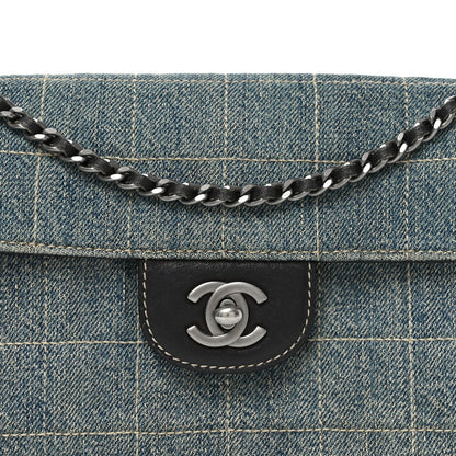 Chanel Denim Chocolate Bar Quilted East West Flap 8 of 12