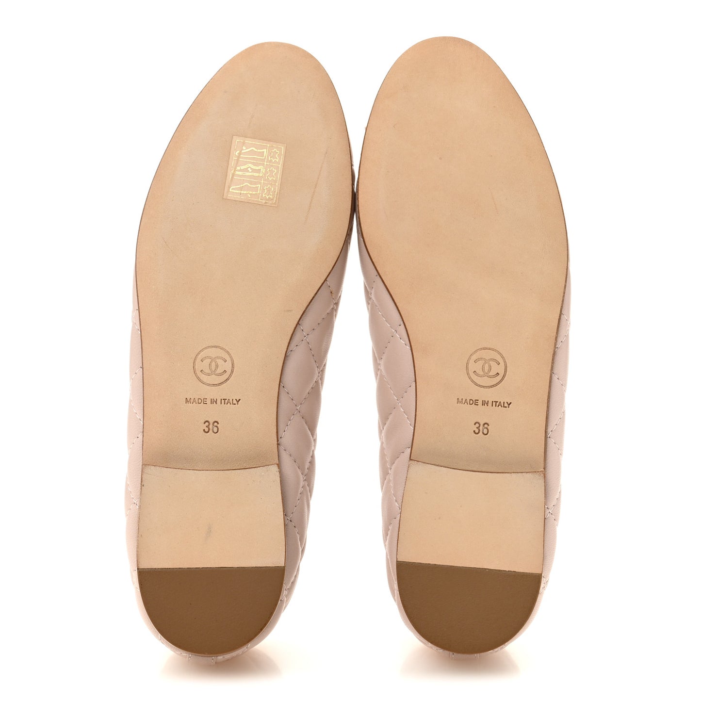 Lambskin Quilted CC Cap Toe Ballerina Flats 36 Light Pink