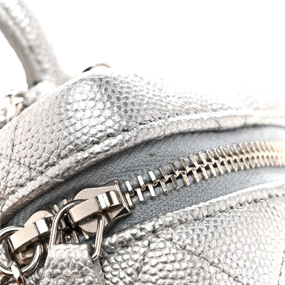 Chanel Metallic Caviar Quilted Mini Top Handle Vanity With Chain Silver 11 of 13